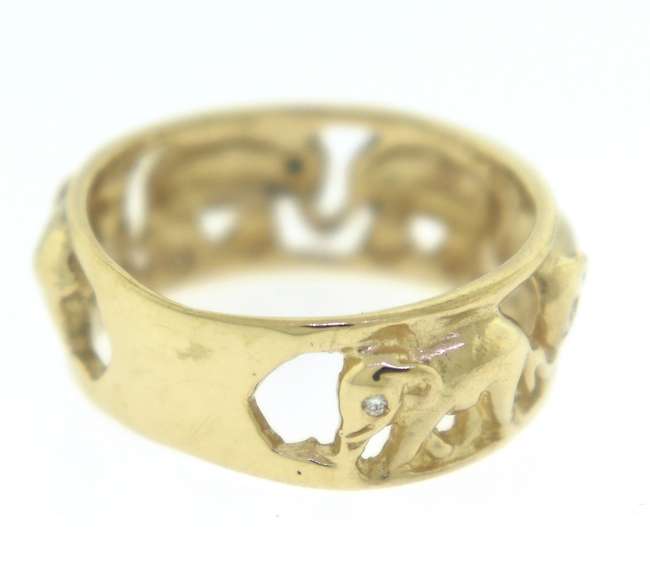 Whimsical 18kt YG Openwork Elephant with Diamond Accents Ring