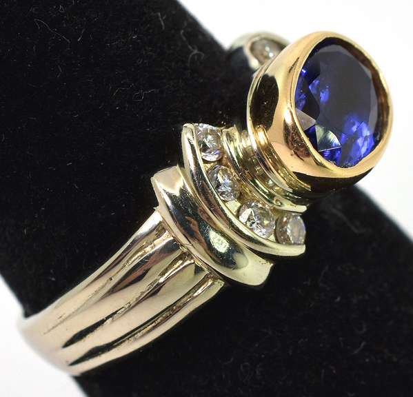 Lavish Tanzanite & Diamond Ring in 18KT 2-Tone Gold