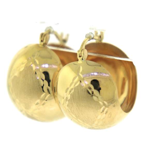 Simple Yellow Gold Domed Hoop Earrings