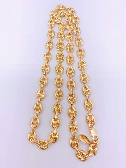 18kt Gold Plated Puff Mariner Chain Necklace- 24 Inches