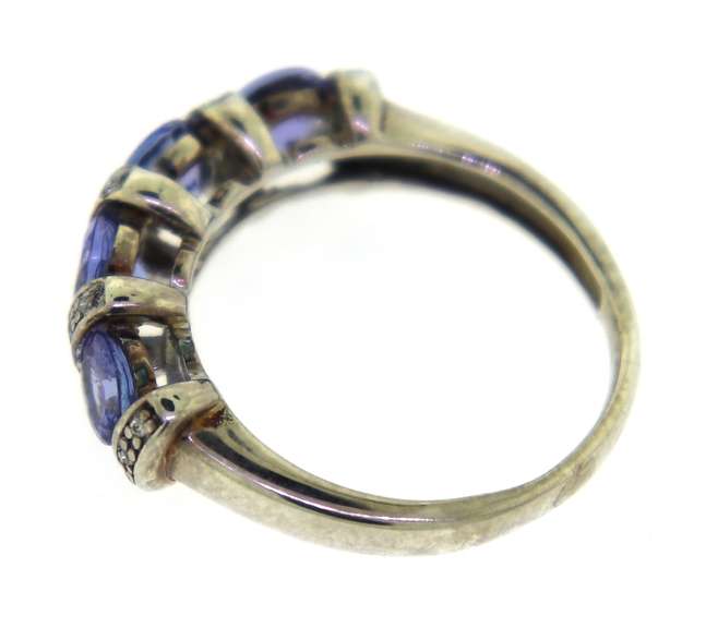 Sterling Silver Tanzanite and Diamond Band