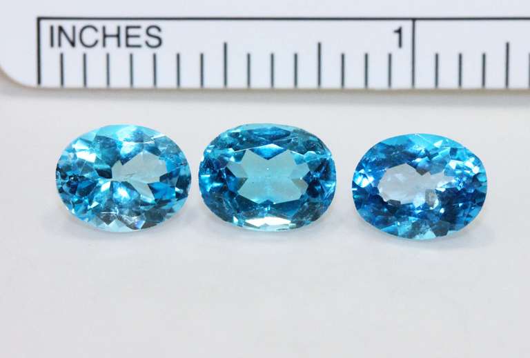 Sparking Blue Topaz - Lot of 3