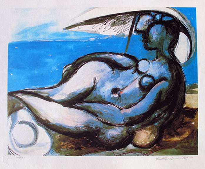 Pablo Picasso, Reclining Nude At Beach