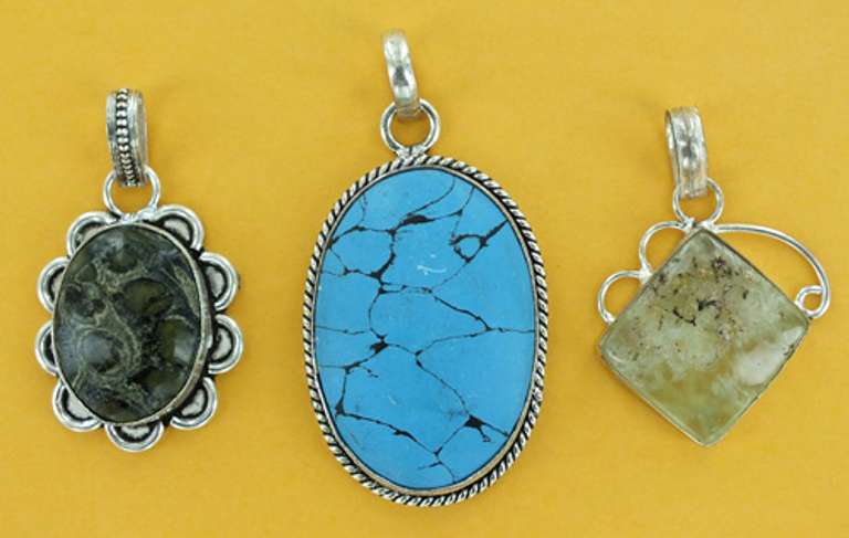 Silver and Natural Stone Pendants