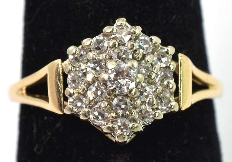 Flashy Diamond Cluster Ring in 14KT Yellow Gold