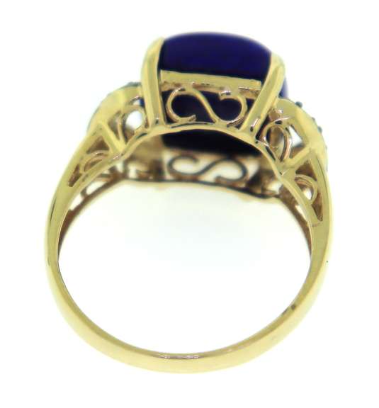 Fabulous Yellow Gold Lapis and Diamond LeVian Ring
