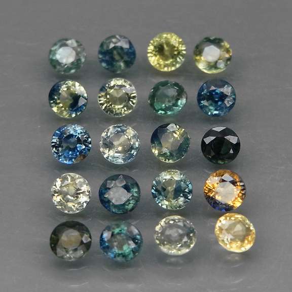 Party color! Unheated! 3.96ct 20pc Sapphire set