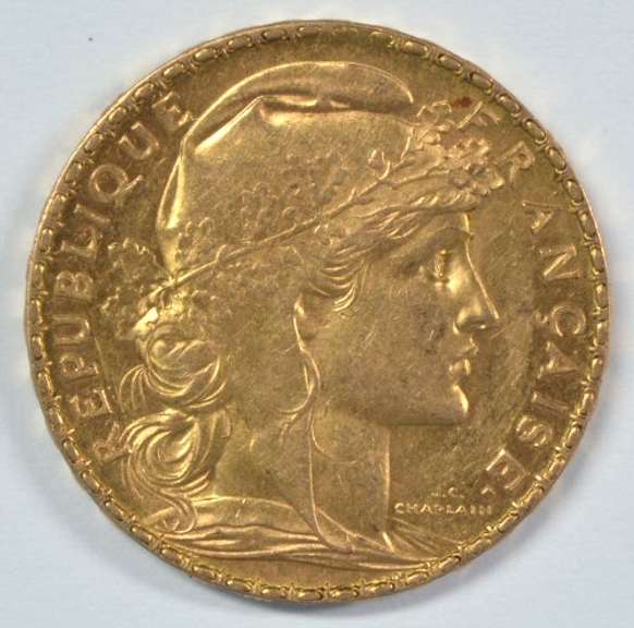 Very attractive 1911 France 20 Francs Gold 'Rooster'