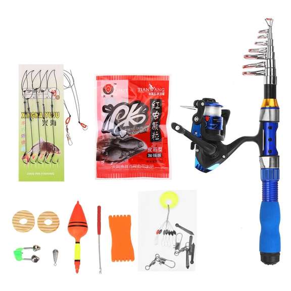 190cm Fishing Kit Glass Steel Telescopic Fishing Rod