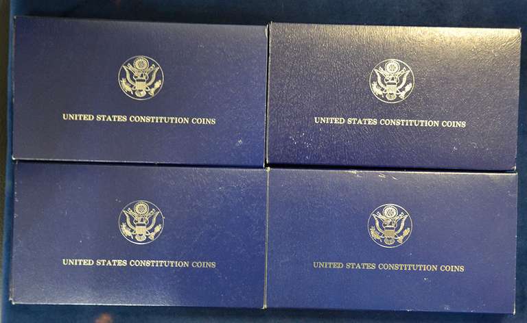 Lot OF 4 1987 Constitution Commemorative Silver Dollars