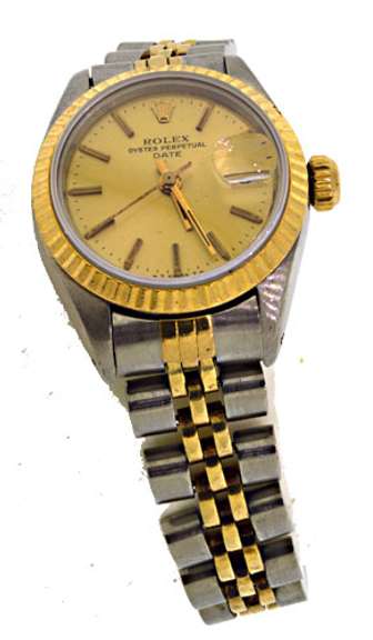 Two Tone Ladies Rolex with Gold Dial