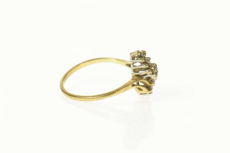10K Yellow Gold Diamond Zig Zag Cluster Bypass Statement Ring