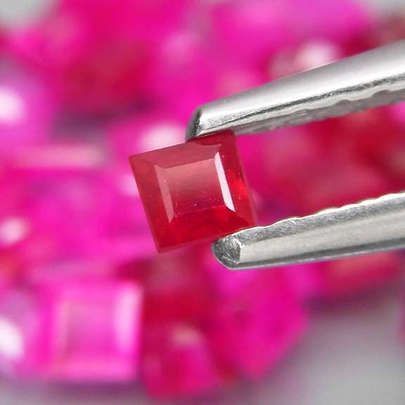 Premium 3.32ct 45 piece princess cut Ruby set