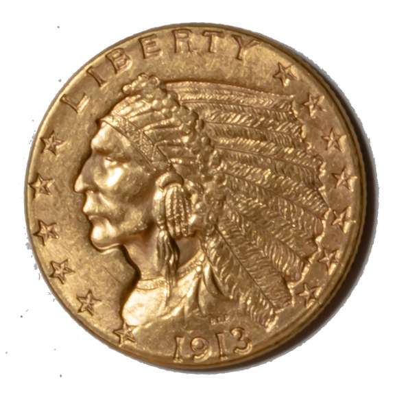 1913 Unc Indian US $2 1/2 Gold Quarter Eagle