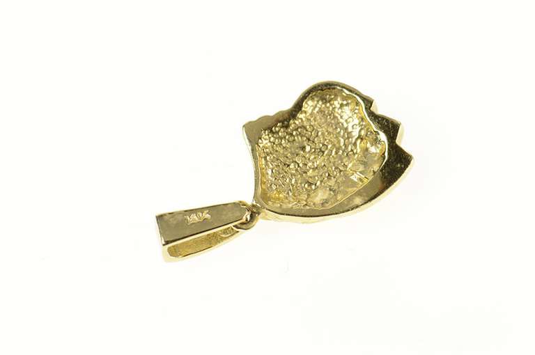 14K Yellow Gold Pear Black Opal Inlay Grooved Statement Pendant