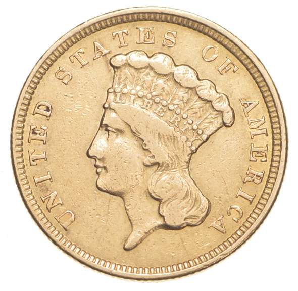 1854 $3 Indian Princess Head Gold Three-Dollar Piece