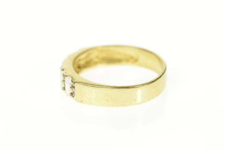 14K Yellow Gold Squared Diamond Classic Wedding Band Ring