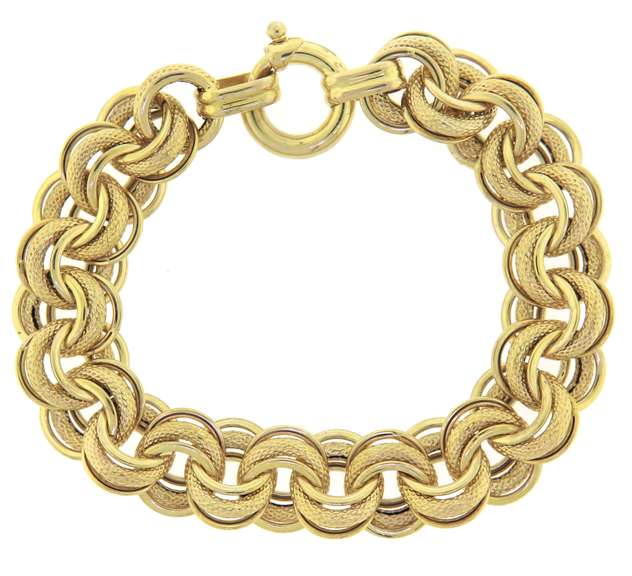 Fancy Yellow Gold Textured Anchor Link Bracelet