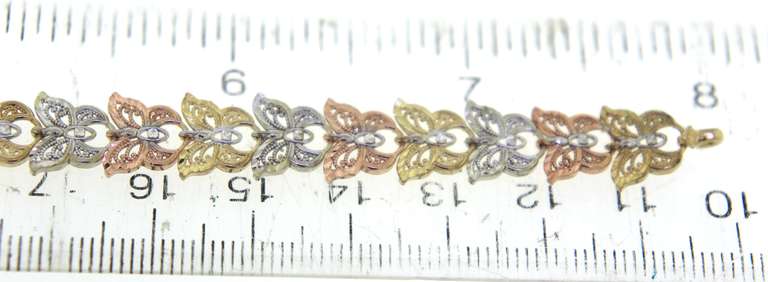 Ideal Tri Color Butterfly Gold Bracelet