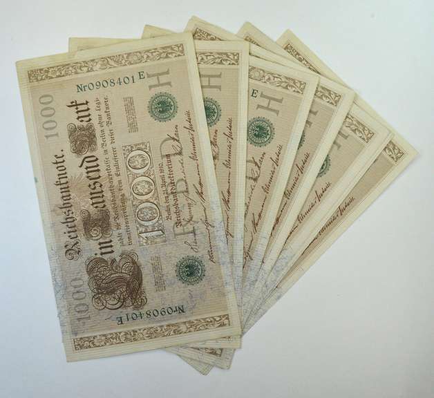 10 Consecutive 1910 Reprint 1918-22 Germany 1,000 Marks Reichsbanknote