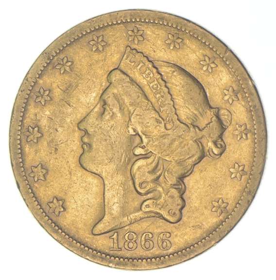 1866-S $20 Liberty Head Gold Double Eagle