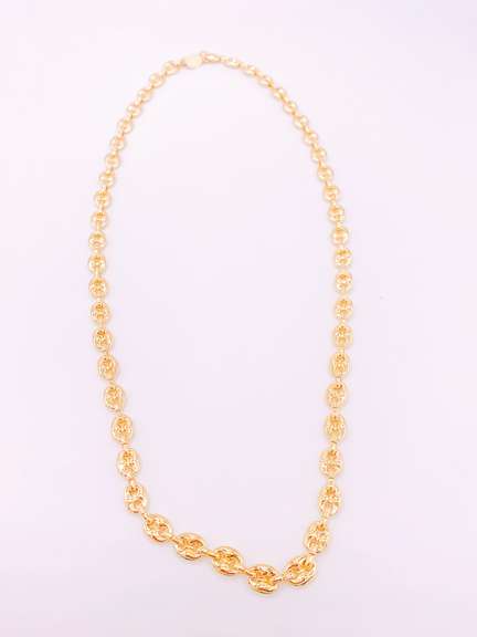 18kt Gold Plated Puff Mariner Chain Necklace- 24 Inches