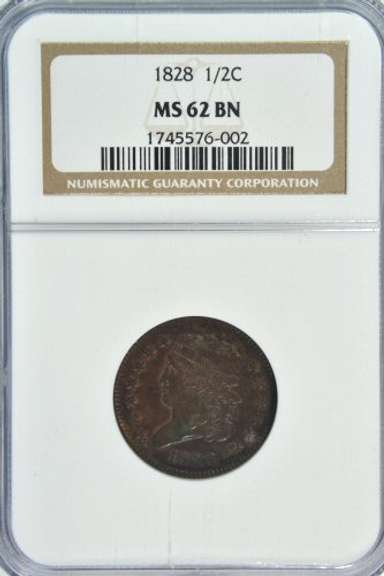 Original BU 1828 Classic Head Half Cent. NGC MS62BN