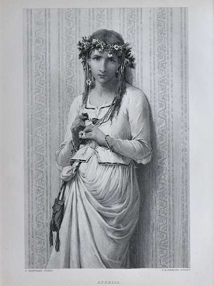 Antique Engraving Circa 1876, Ophelia