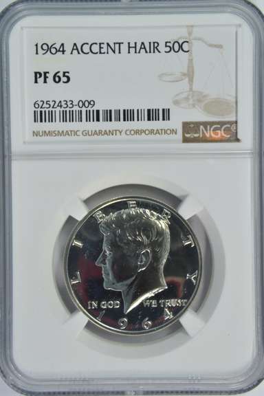 Scarce Gem PRF 1964 ACCENTED HAIR Kennedy Half NGC PF65