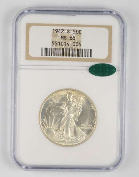 MS65 1942-S Walking Liberty Half Dollar - CAC - Graded NGC
