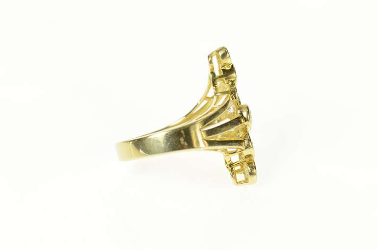 14K Yellow Gold Geometric Staggered Cubic Zirconia Statement Ring