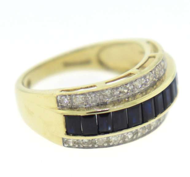 Handsome Baguette Sapphire and Diamond Band