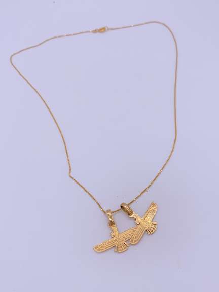 18kt Gold Chain Necklace & Eagle Pendant