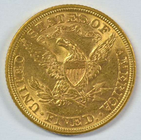Top end 1895 US $5 Liberty Gold Piece. Sharp