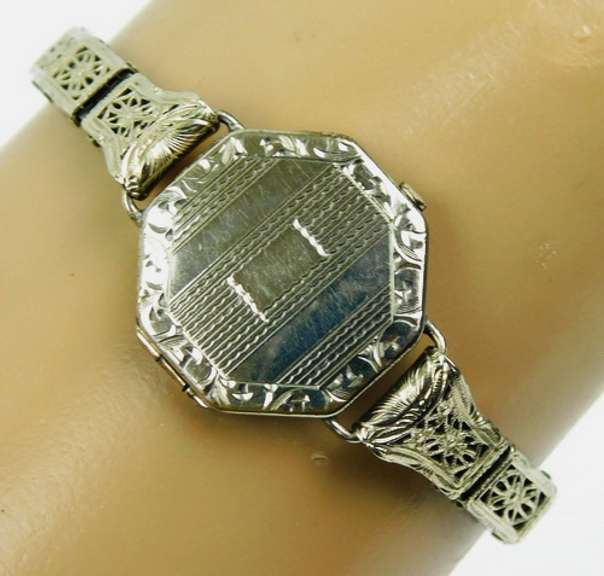 Antique White Gold-Filled Pre-Teen Locket Bracelet