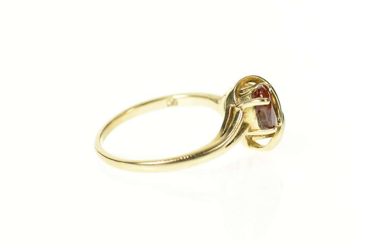 14K Yellow Gold Oval Mexican Fire Opal Wavy Design Ring