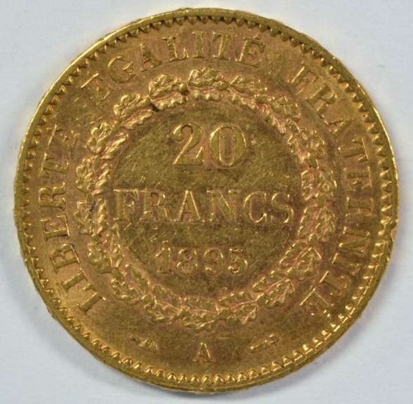 Pretty 1895-A France 20 Francs Gold 'Angel' coin