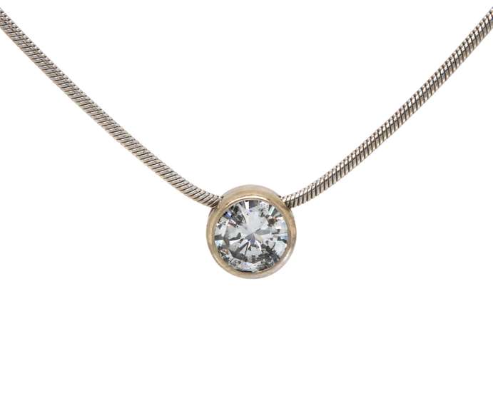 Stunning 14kt WG Diamond Solitaire Pendant Necklace