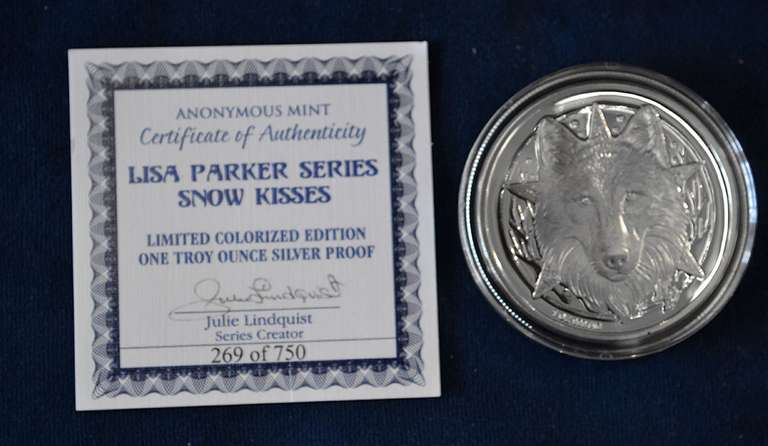 Lisa Parker 1 OZ Silver Round Colorized Snow Kisses