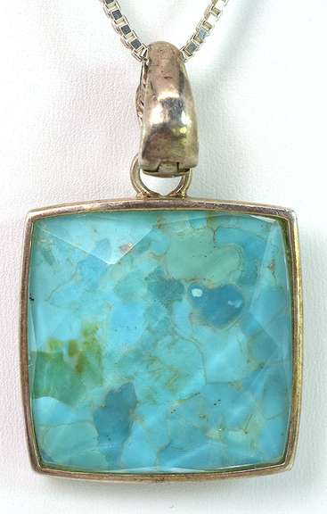 Interesting Composite Turquoise Necklace in Sterling Silver