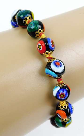 Vintage Italian Millefiori Bead Bracelet