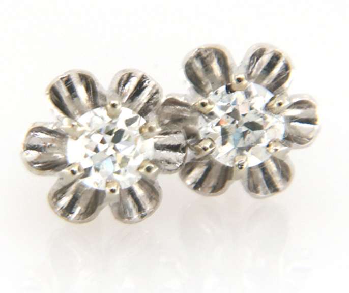 Precious 14kt WG Euro Cut Diamond Earrings