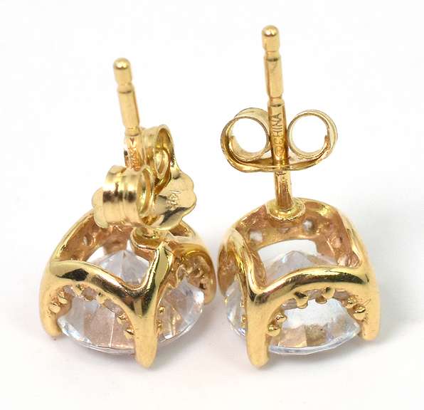 Bright CZ Earrings in 14KT Yellow Gold