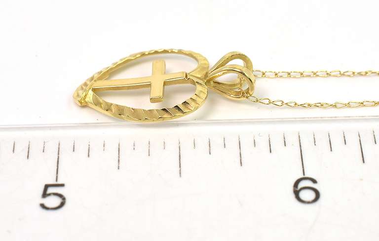 Heart and Cross Necklace in 14KT Yellow Gold
