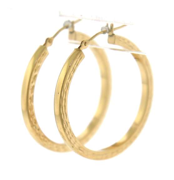 Popular Yellow Gold Diamond Cut Hop Earrings