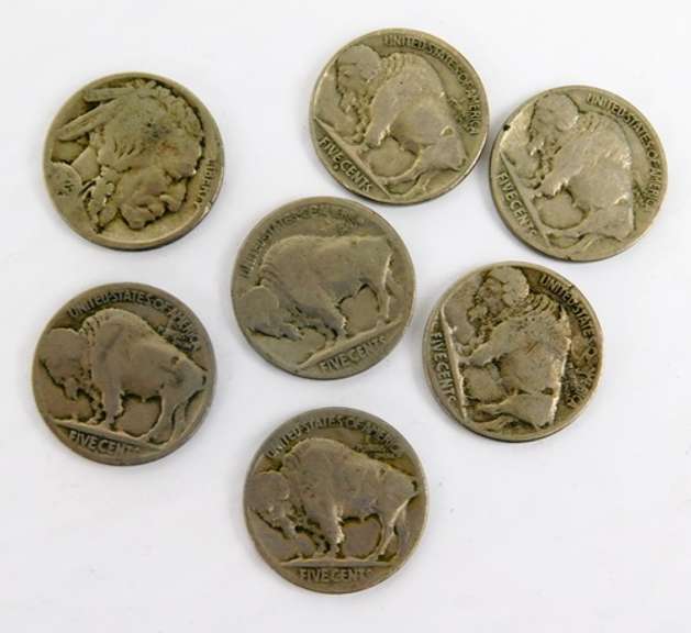 7 U.S. Buffalo Nickels