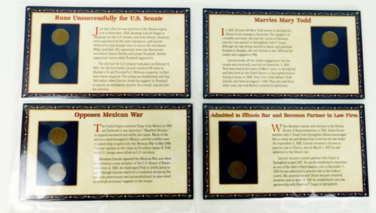 4 Commemorative Stamps with Coins Collector Panels