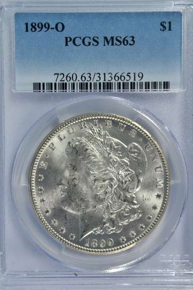 Choice BU 1899-O Morgan Silver Dollar. PCGS MS63