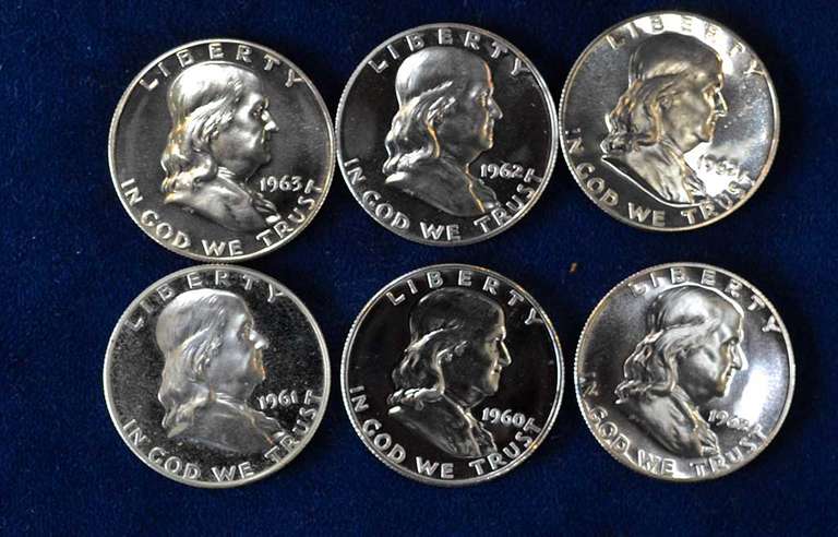 Lot OF 6 Franklin Proof Coins