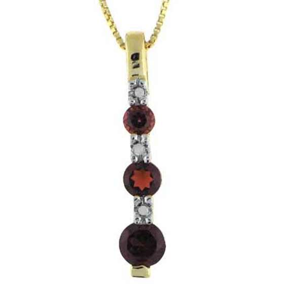 18K Gold over Sterling Silver Garnet Diamond Accent Past Present Future Drop Necklace